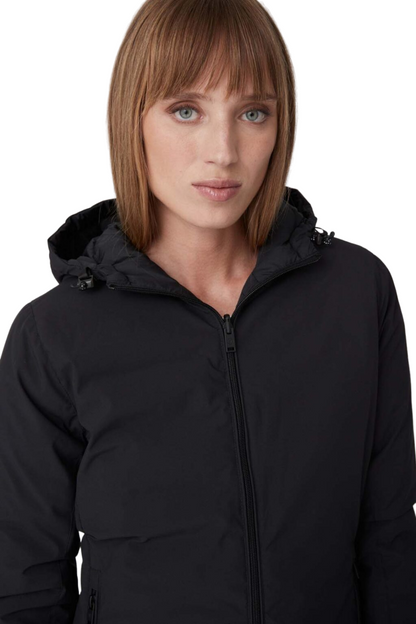Ciesse Piumini Giacca da donna con cappuccio linea sfiancata e reversibile Jusy nero