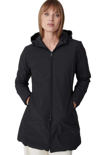 Ciesse Piumini Giacca da donna con cappuccio linea sfiancata e reversibile Jusy nero