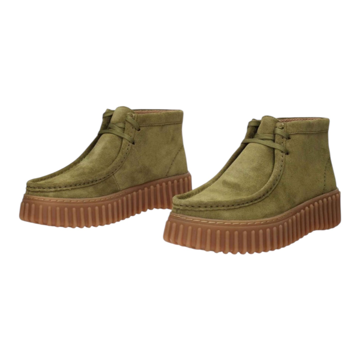 Clarks Scarpa Casual Donna Torhill Moss 26183872 Verde | Nabuk Premium, Suola Scanalata, Comfort Wallabee Vintage