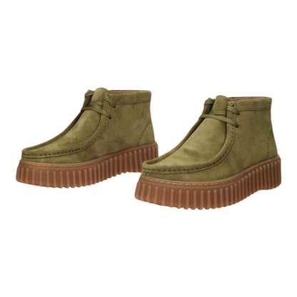 Clarks Scarpa Casual Donna Torhill Moss 26183872 Verde | Nabuk Premium, Suola Scanalata, Comfort Wallabee Vintage