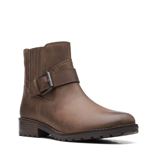 Clarks stivaletto da donna con elastico e fibbia e zip laterale Clarkwellstrap 26167473 4 taupe nubuck