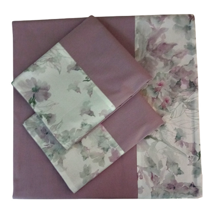 Completo Letto Clori in Percalle di cotone Balza a Fiori | Made in Italy