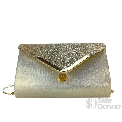 Stile Donna Bags - Clutch Busta con Strass Argento