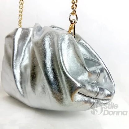 Stile Donna Bags - Romola Clutch Metallizzata in Vera Pelle