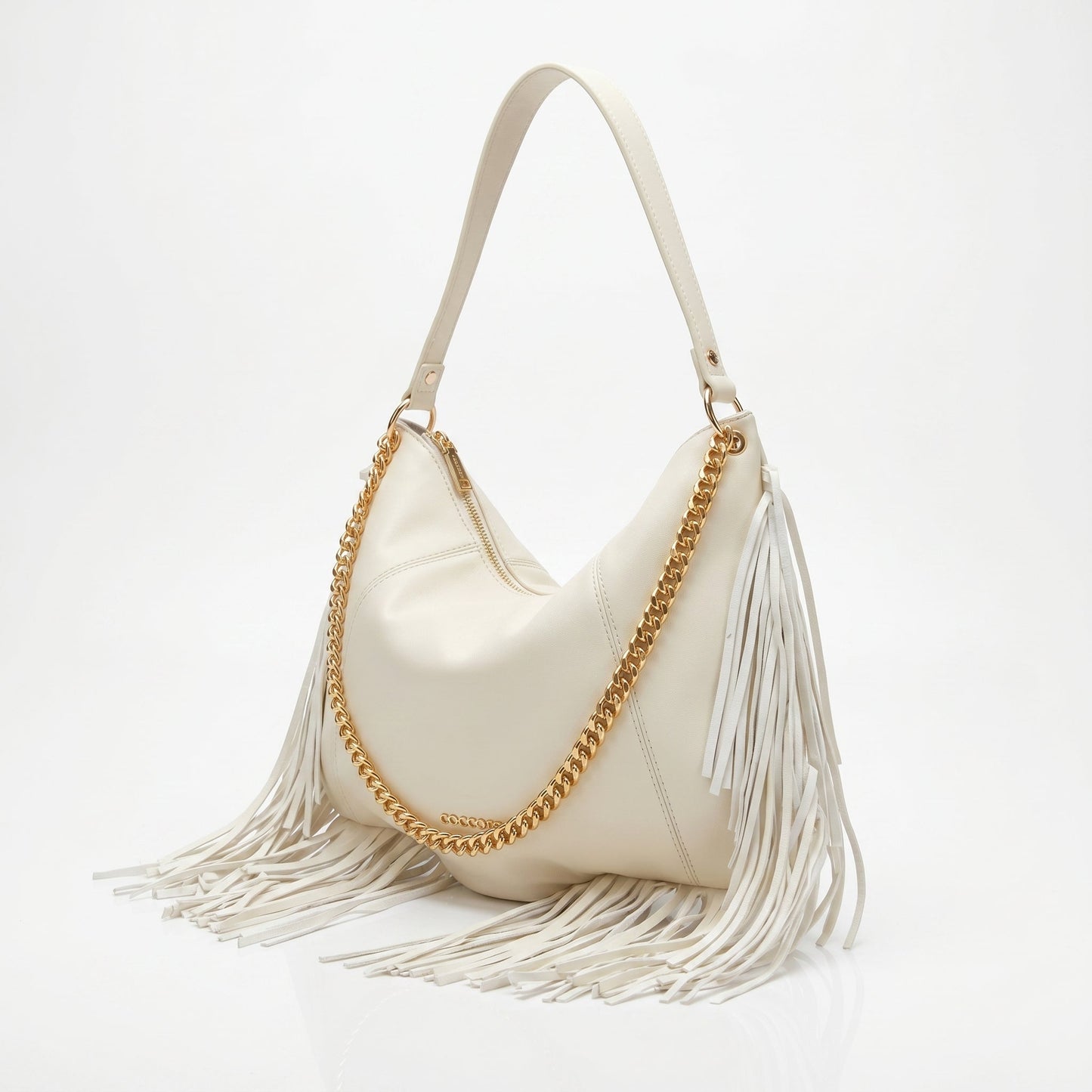 Coconuda Borsa Hobo a Tracolla con Frange e Dettagli Dorati