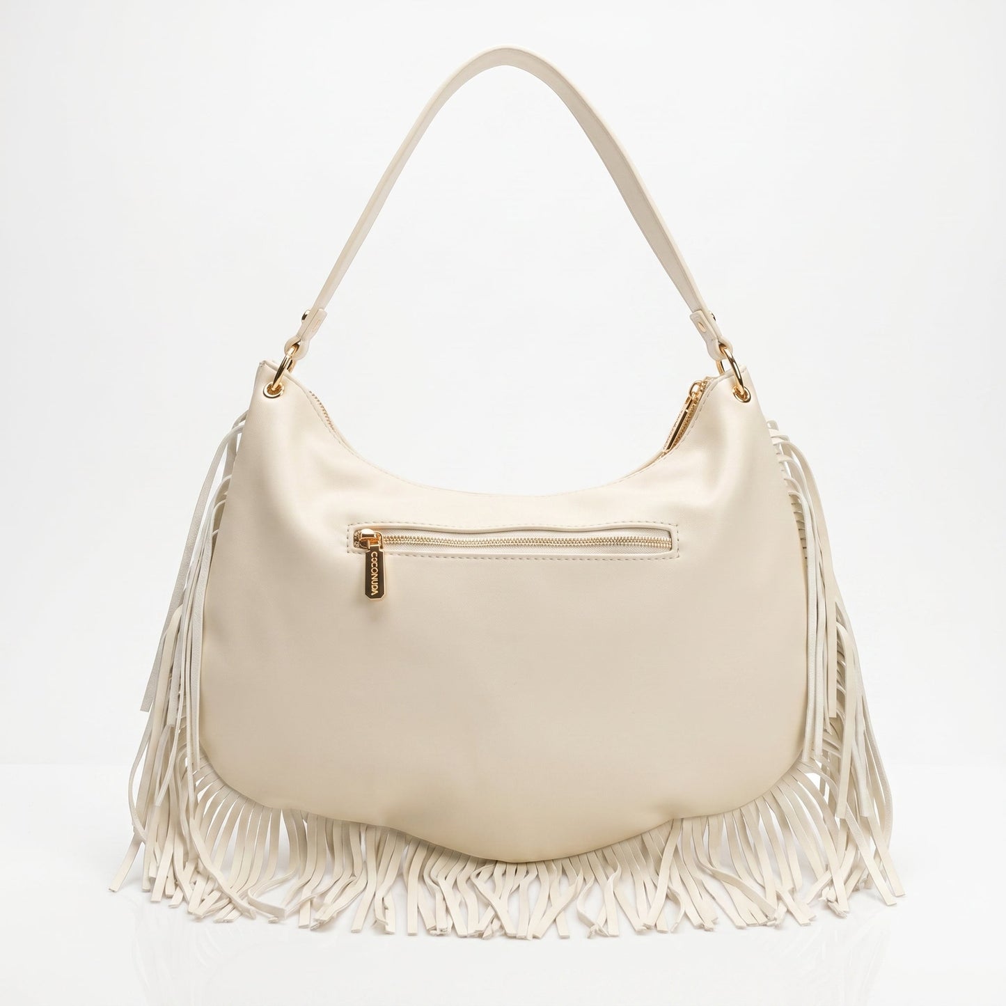 Coconuda Borsa Hobo a Tracolla con Frange e Dettagli Dorati