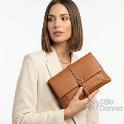 Coconuda Pochette in Ecopelle Marrone con Chiusura a Scatto