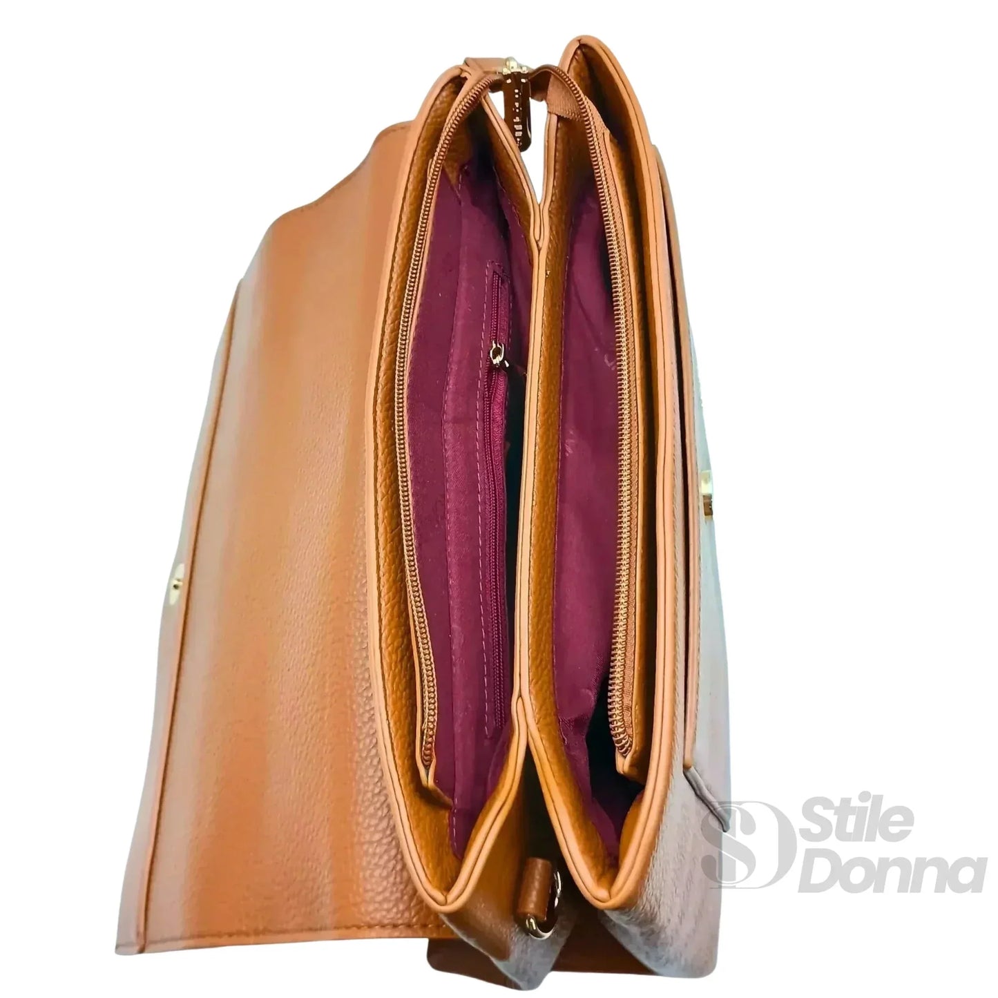Coconuda Pochette in Ecopelle Marrone con Chiusura a Scatto