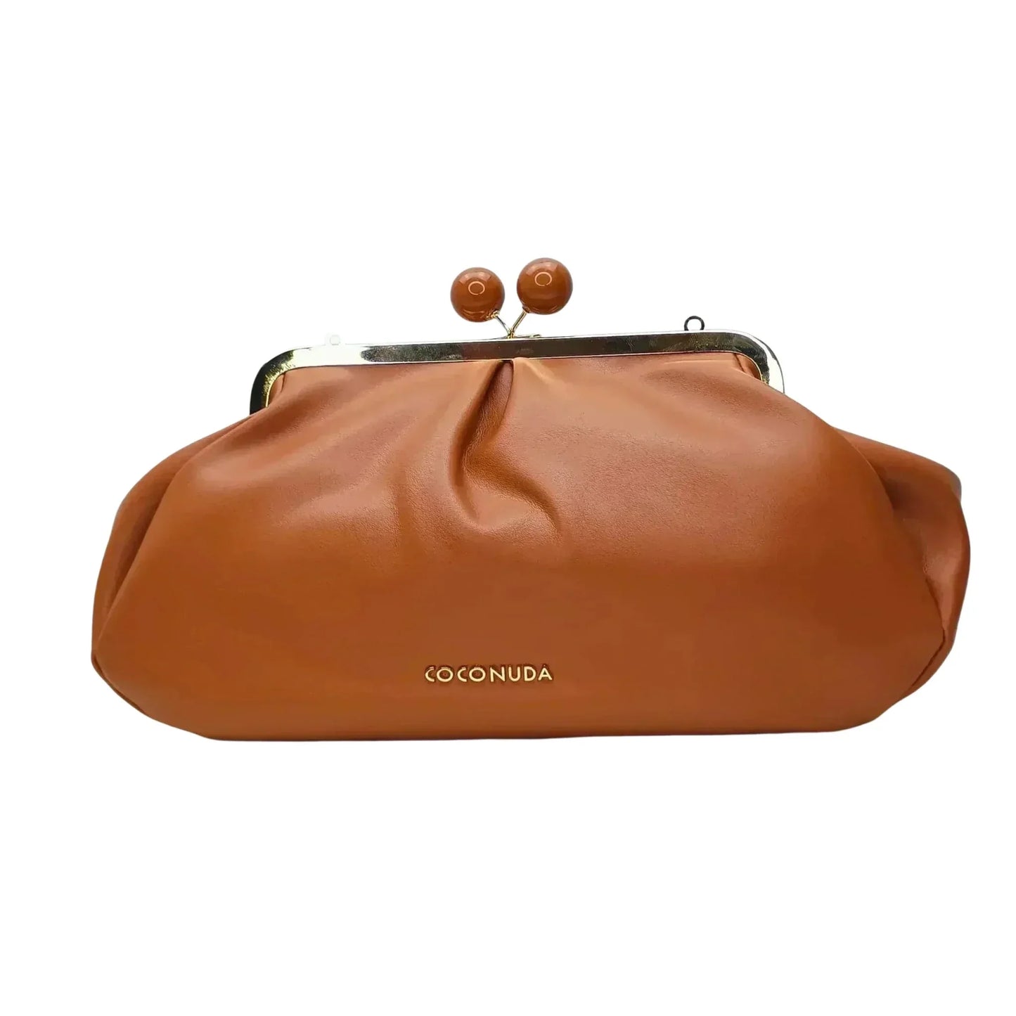 Coconuda Pochette in Ecopelle Marrone con Chiusura a Scatto e Tracolla