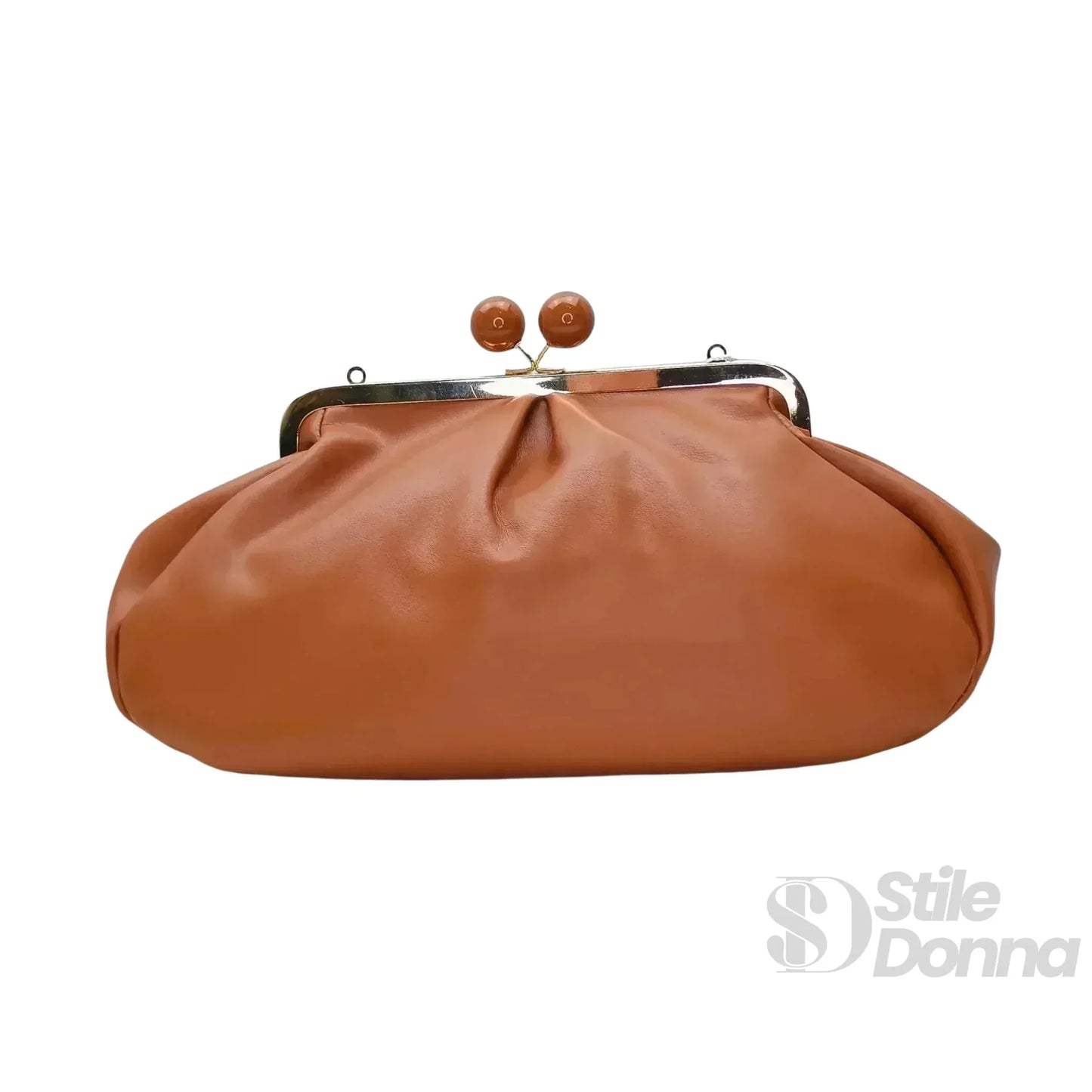 Coconuda Pochette in Ecopelle Marrone con Chiusura a Scatto e Tracolla