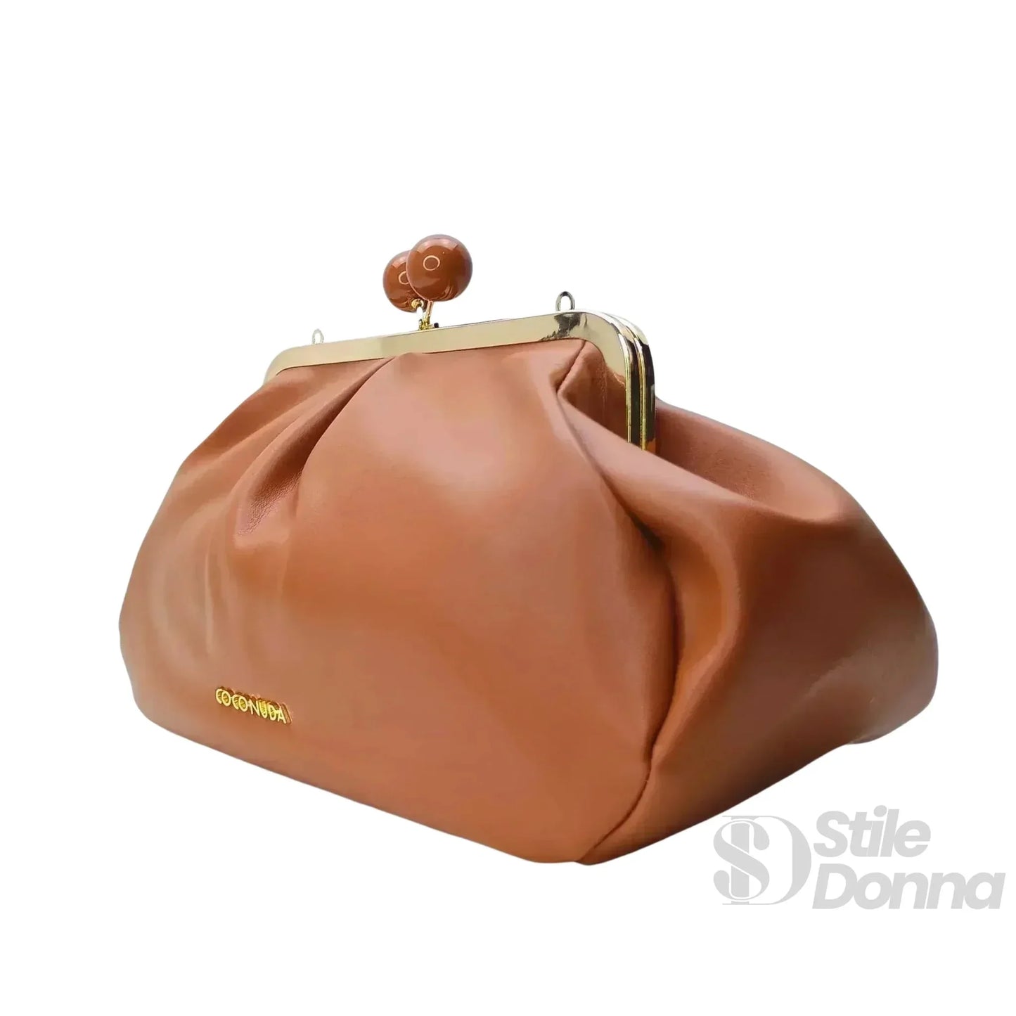 Coconuda Pochette in Ecopelle Marrone con Chiusura a Scatto e Tracolla