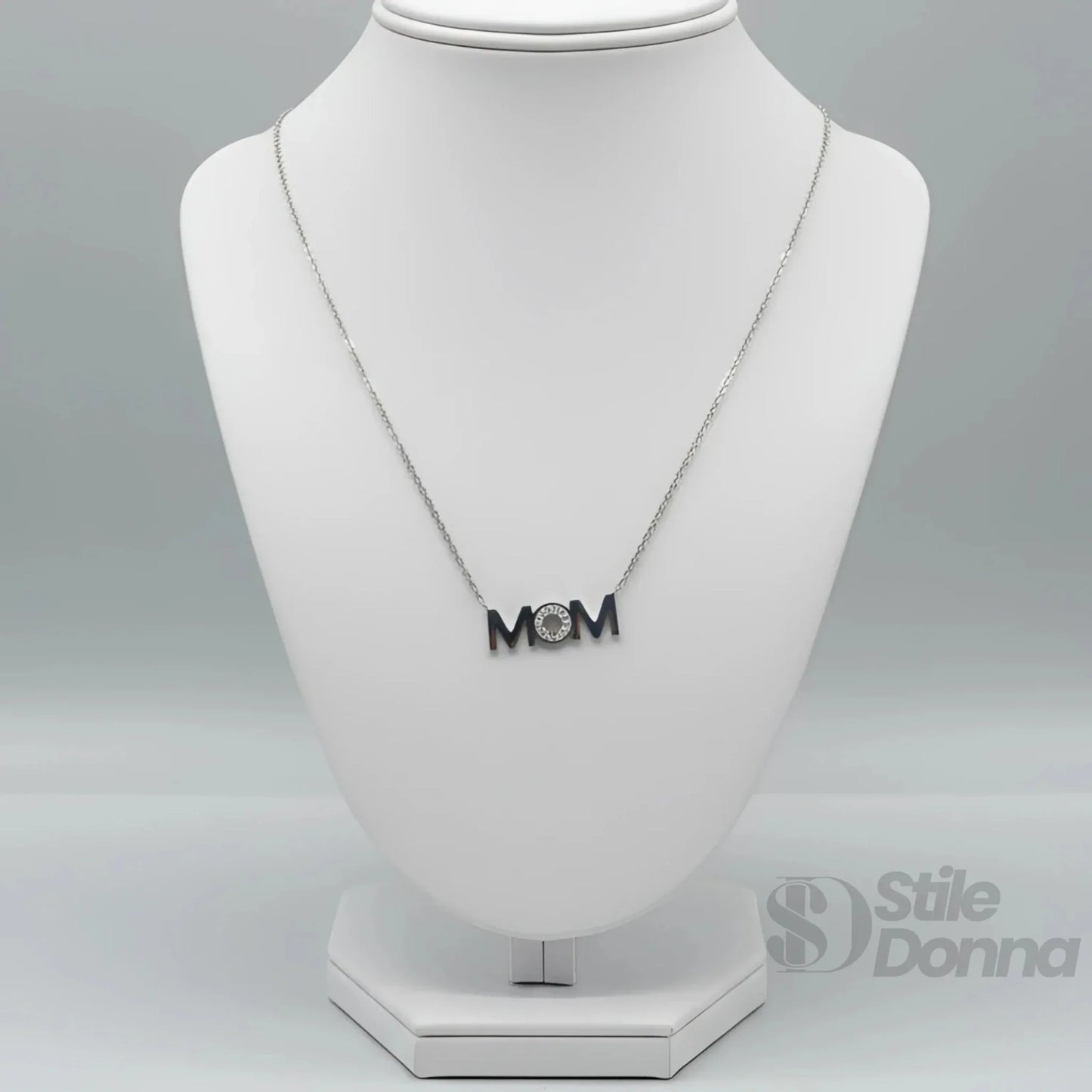 Stile Donna Bags - Collana Pendente MOM in Metallo Dorato