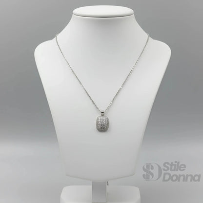 Stile Donna Bags - Collana con Pendente Rettangolare Pavé