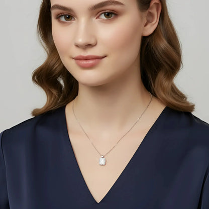 Stile Donna Bags - Collana con Pendente Rettangolare Pavé