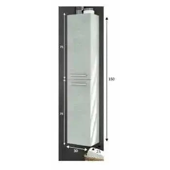 Hängender Badezimmerschrank aus Beton, 2 Türen, 30x25x150h