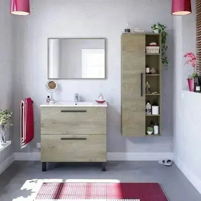 Colonna bagno Sospesa Athena Rovere Alaska - Mobile bagno sospeso con ante e ripiani
