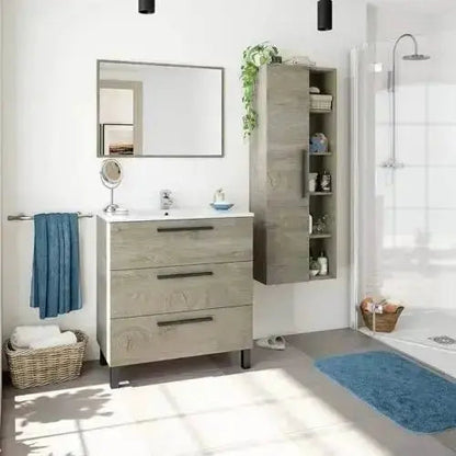 Colonna bagno Sospesa Athena Rovere Alaska - Mobile bagno sospeso con ante e ripiani