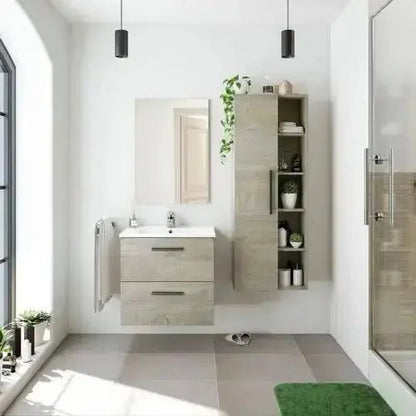 Colonna bagno Sospesa Athena Rovere Alaska - Mobile bagno sospeso con ante e ripiani