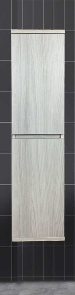 Colonna Bagno Sospesa Cortina con Due Ante in Bianco Frassinato e Rovere 112x30x35h