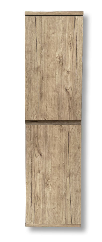 Colonna Bagno Sospesa Cortina con Due Ante in Bianco Frassinato e Rovere 112x30x35h