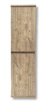 Cortina Wall-Mounted Bathroom Tall Unit with Two Doors in Ash White and Oak 112x30x35h