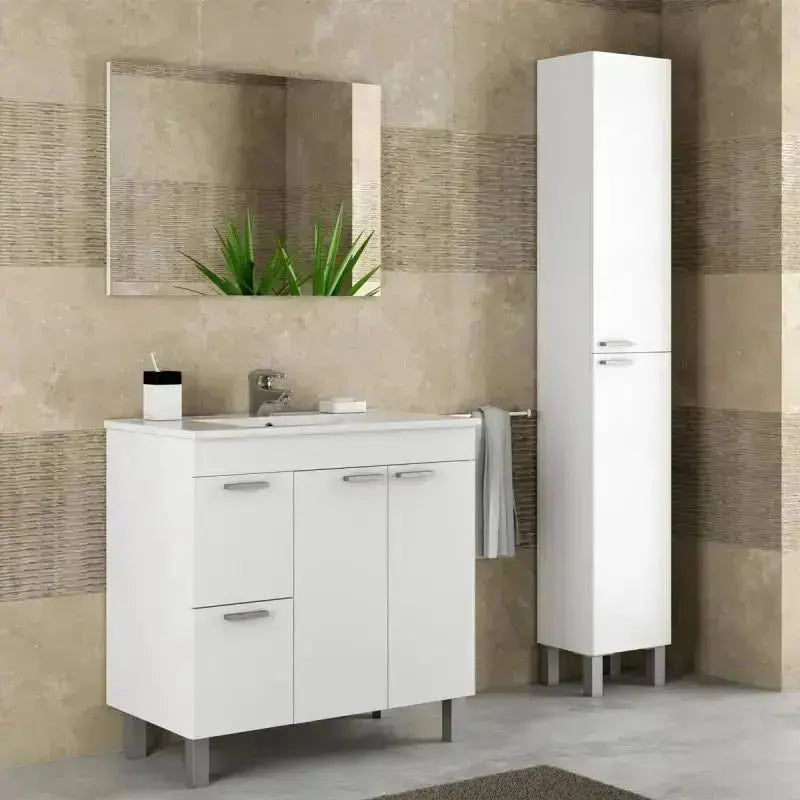 Hängender Badschrank 30x26x170h weiß Melamin
