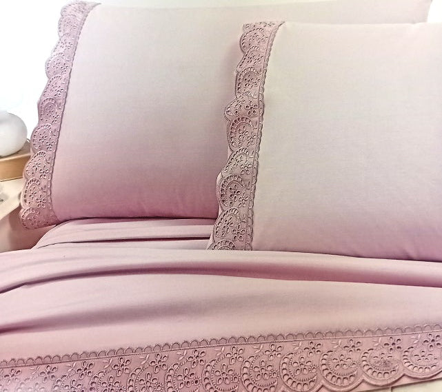 Completo Letto Matrimoniale Linea Roma con Pizzo San Gallo | Made in Italy