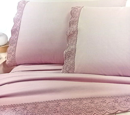 Completo Letto Matrimoniale Linea Roma con Pizzo San Gallo | Made in Italy
