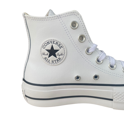 Converse All Star Chuck Taylor Donna Pelle 561676C | Sneakers Platform alta bianca