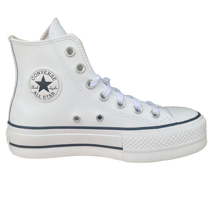 Converse All Star Chuck Taylor Donna Pelle 561676C | Sneakers Platform alta bianca