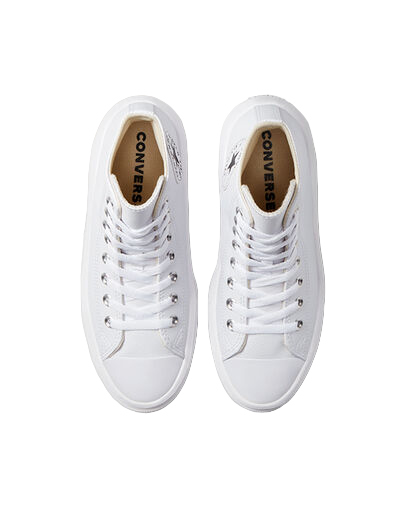 Converse scarpa sneakers alta da donna in pelle con zeppa Chuck Taylor Star Move A04295C bianco