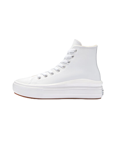 Converse scarpa sneakers alta da donna in pelle con zeppa Chuck Taylor Star Move A04295C bianco