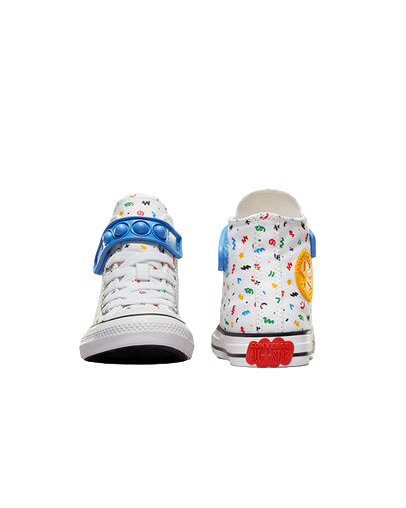 Converse scarpa sneakers da bambini in tela Chuck Taylor All Star Easy On Doodles A06316C bianco