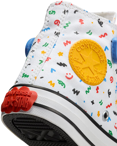 Converse scarpa sneakers da bambini in tela Chuck Taylor All Star Easy On Doodles A06316C bianco