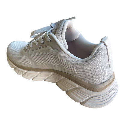 Skechers scarpa sneakers da donna Bobs B Flex HI-Flying HI 117385-WTGD bianco-oro
