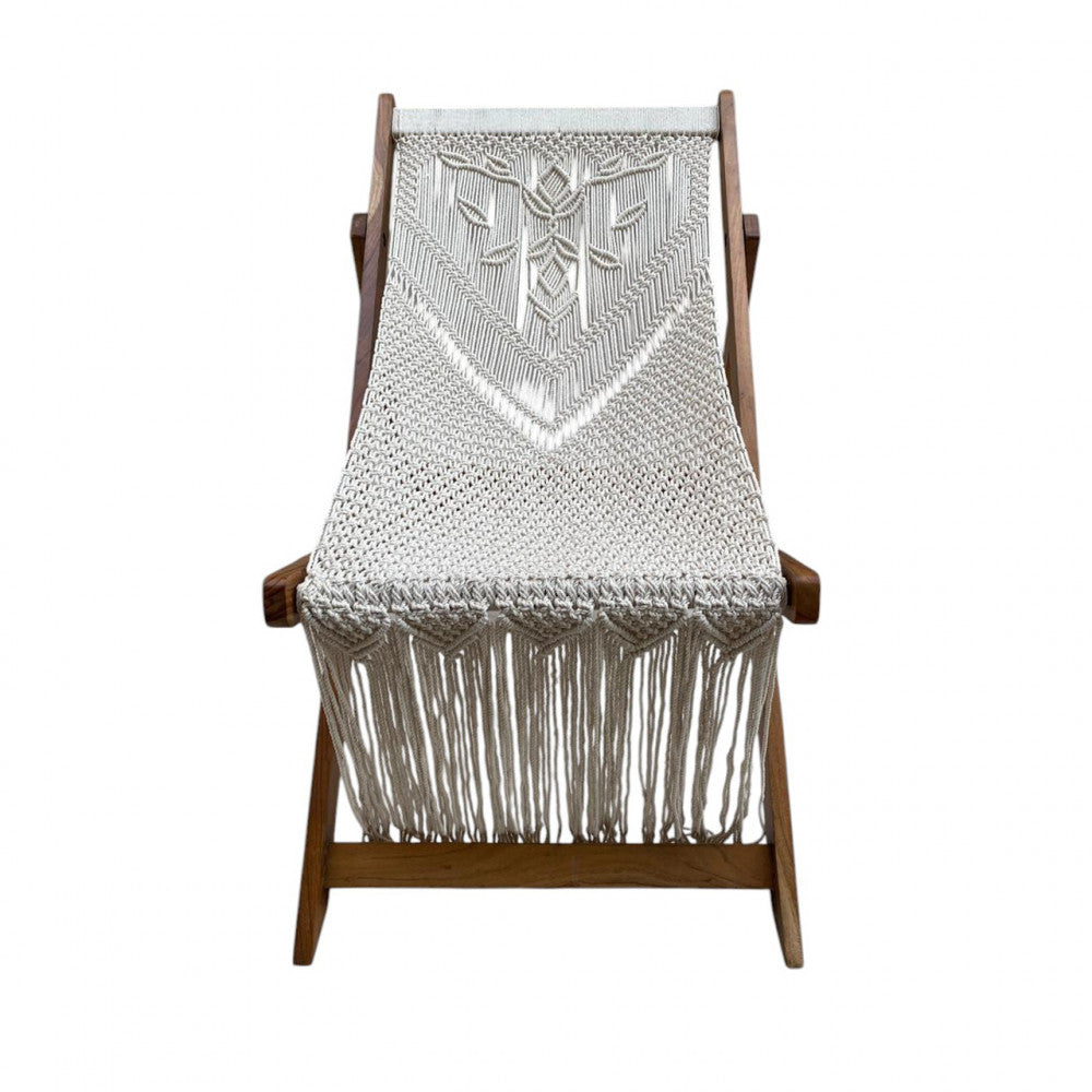 Sedia Tunisi Cotone - Marrone/Bianco, Rettangolare, 144x60x16cm