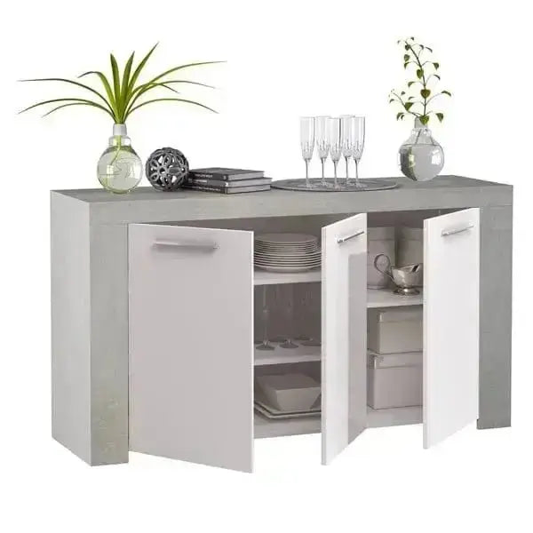 Credenza 3 Ante Ambit Cemento Bianco