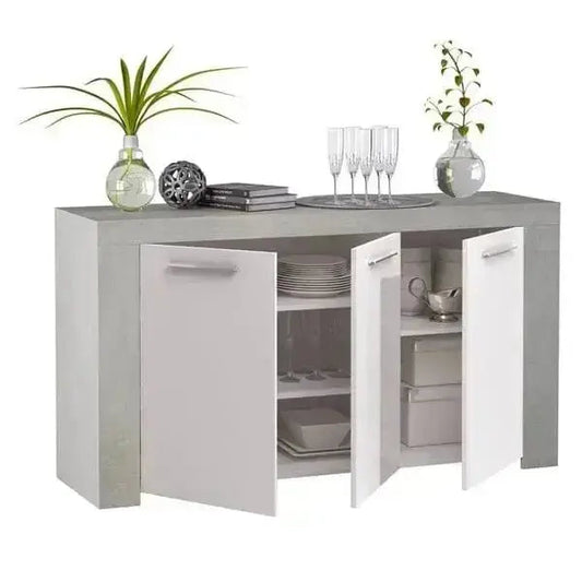 Credenza 3 Ante Ambit Cemento Bianco