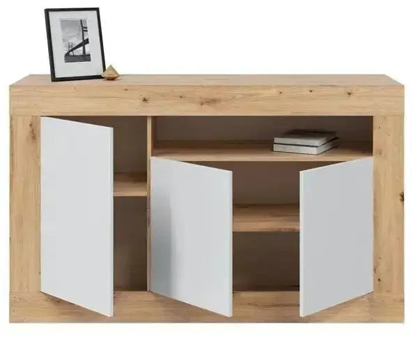 Credenza 3 ante rovere nodi-bianco