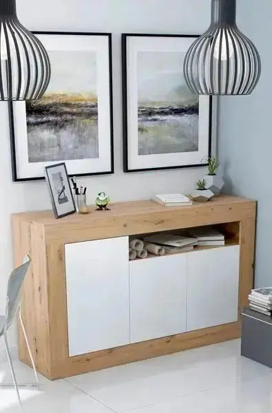 Credenza 3 ante rovere nodi-bianco