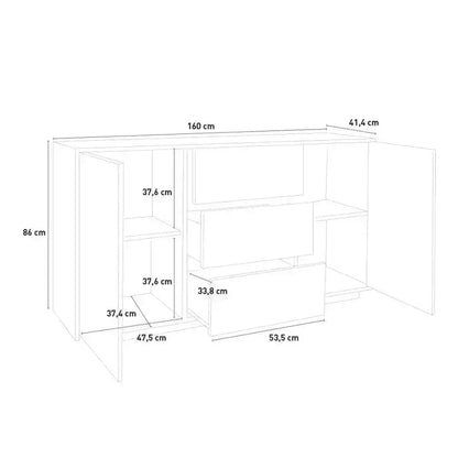 Highboard Bloom Sideboard Weiß lackiert 160 x 41,4 x 86 cm