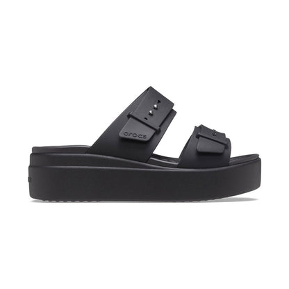 Crocs sandalo da donna con zeppa Brooklyn Buckle Low Wedge 207431-001 nero