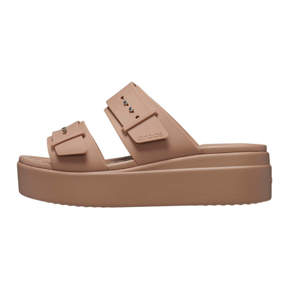 Crocs Sandalo Donna Brooklyn Buckle Low Wedge Zeppa 207431-2Q9 Latte