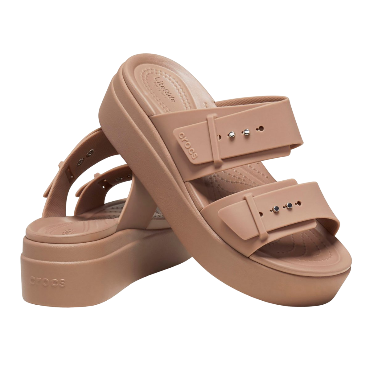 Crocs Sandalo Donna Brooklyn Buckle Low Wedge Zeppa 207431-2Q9 Latte