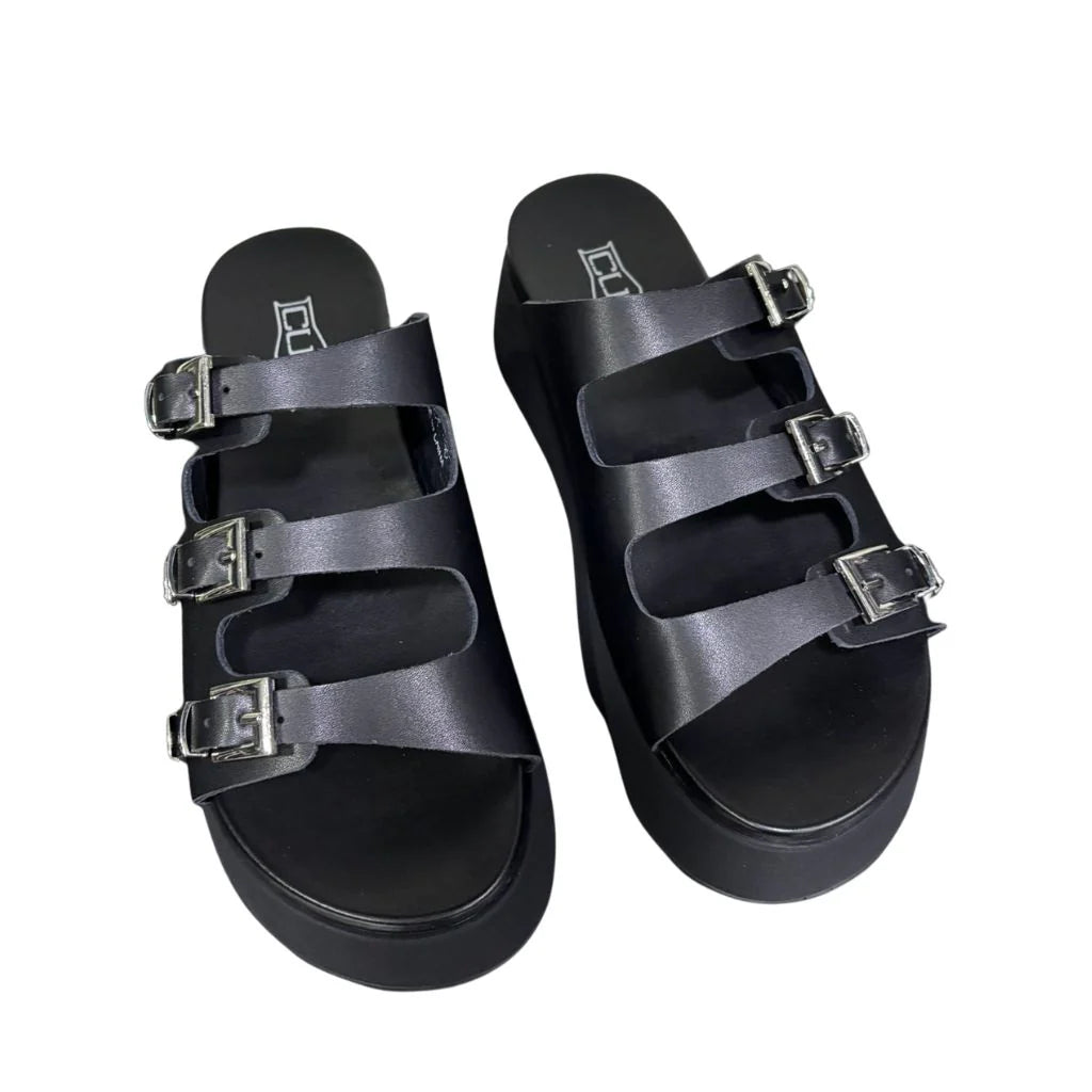 Cult Janis 4739 Sandalo Donna Nero Zeppa Flatform Shiny Leather - CLW473900