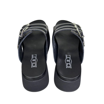 Cult Janis 4739 Sandalo Donna Nero Zeppa Flatform Shiny Leather - CLW473900