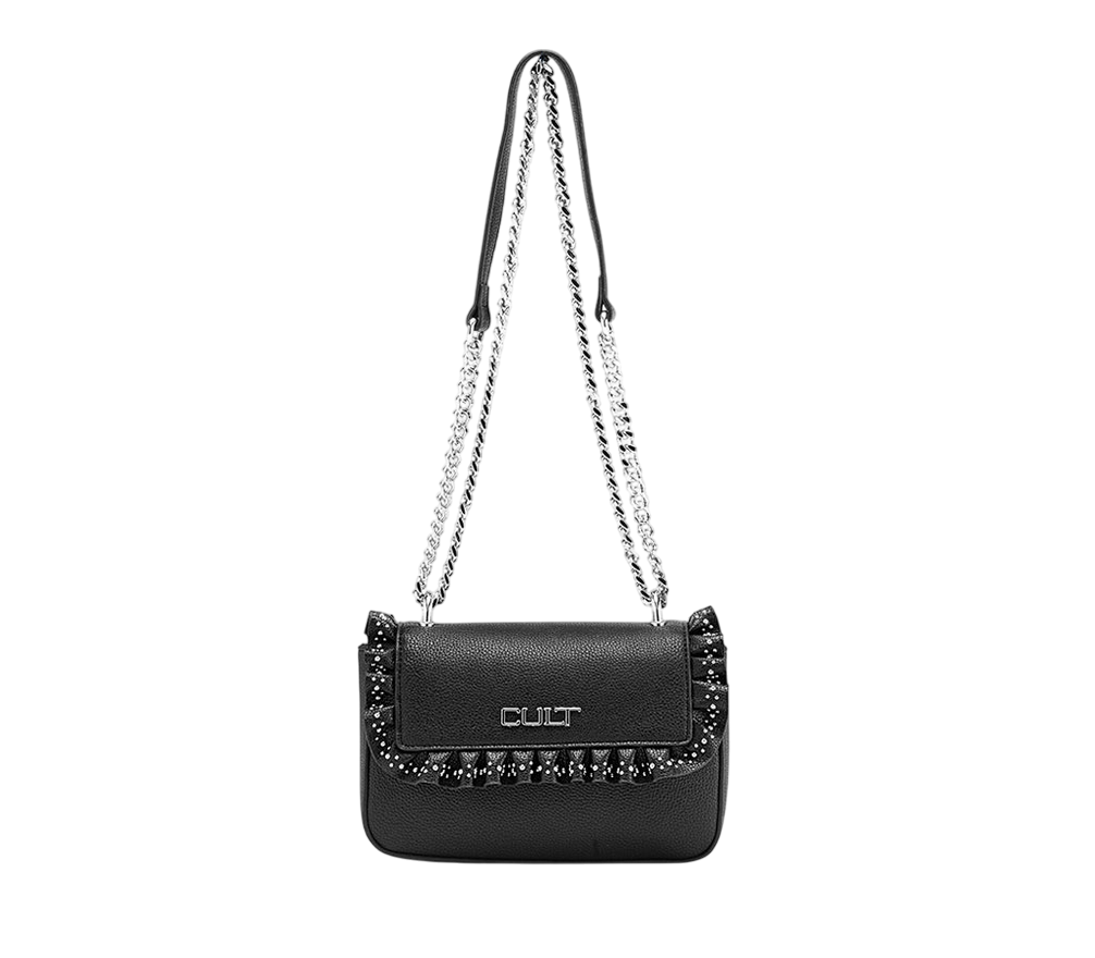 Cult Mini Borsa con Patta Yoko Nero X4FPWX060012999 – Tracolla a Catena Elegante Donna