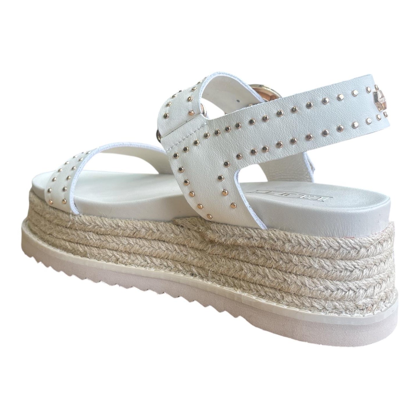 Cult Sandalo Donna Bianco Zeppa Borchie Fibbia Dorata CLW473701