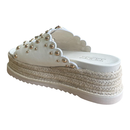 Cult Doja 4735 Sandalo Donna Bianco Oro Zeppa Corda - CLW473501