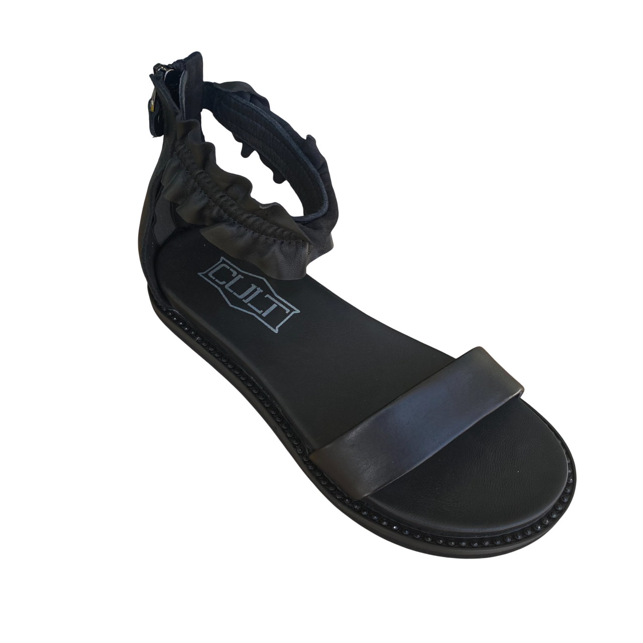 Cult Roshelle 4495 Sandalo Flat Donna Nero con Fascia Rouche